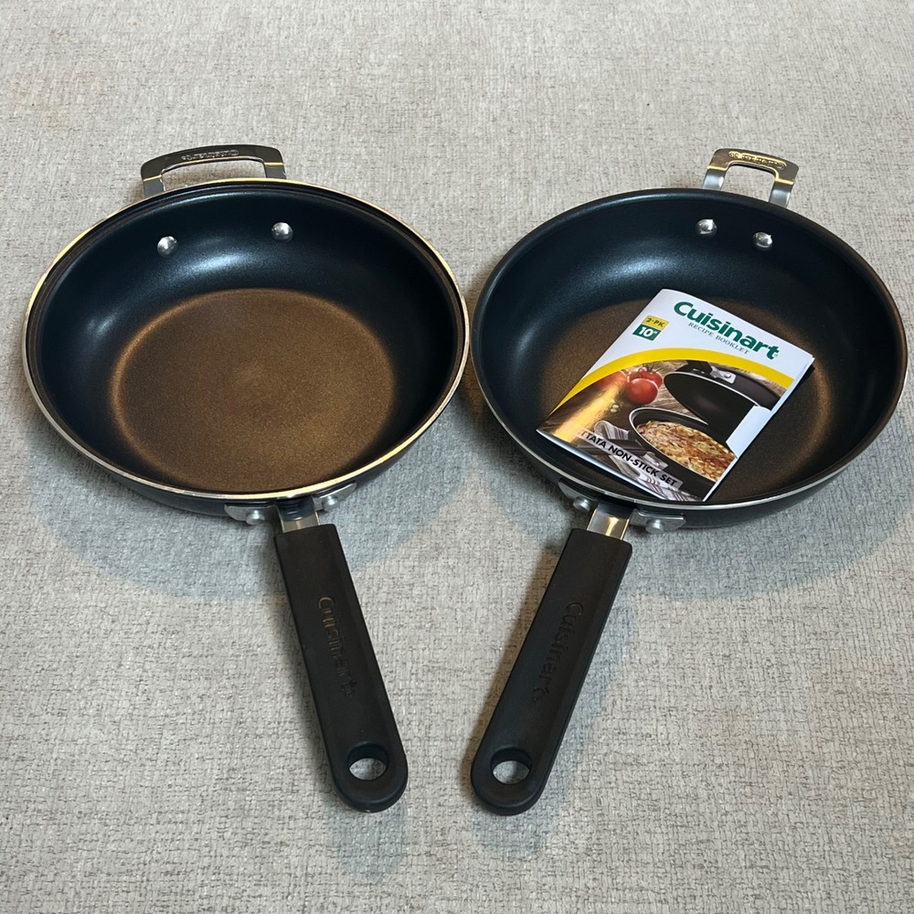 Cuisinart 10" Frittata Non-Stick Set FP2-24BK Interlocking Skillet Pan Black NEW